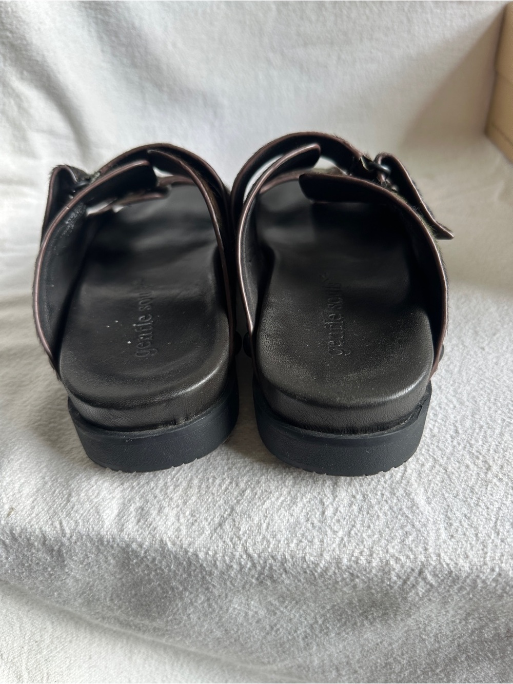 Gentle souls Camo Haircalf Double-Buckle Slide Sandals - Picture 4 of 12